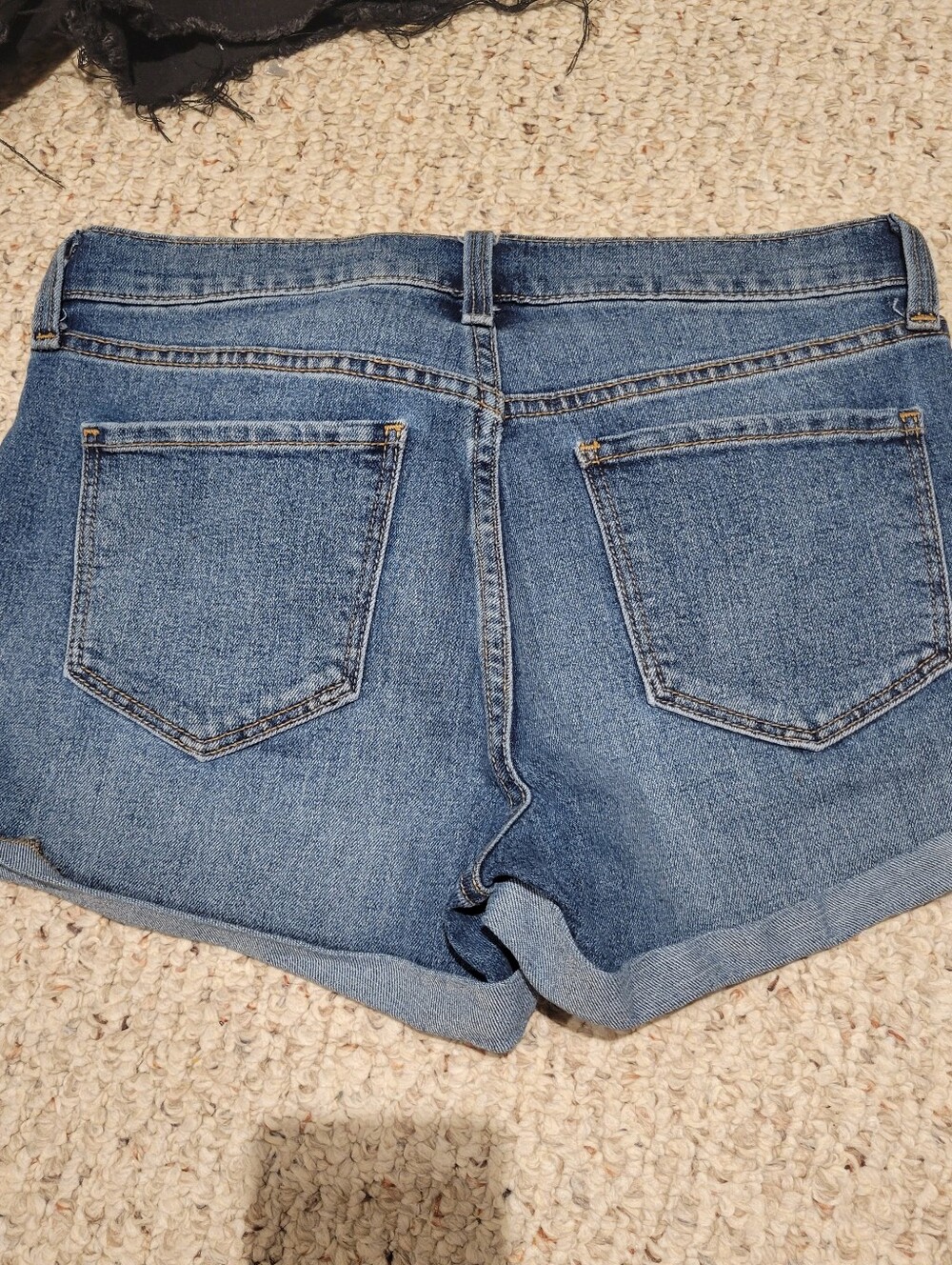 Old Navy Black Frayed High-Rise Shorts & Blue Cuffed Denim Shorts - Picture 4 of 8